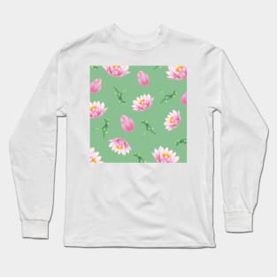 Hong Kong Lotus Pastel Green  - Yoga Calm Vibe Long Sleeve T-Shirt